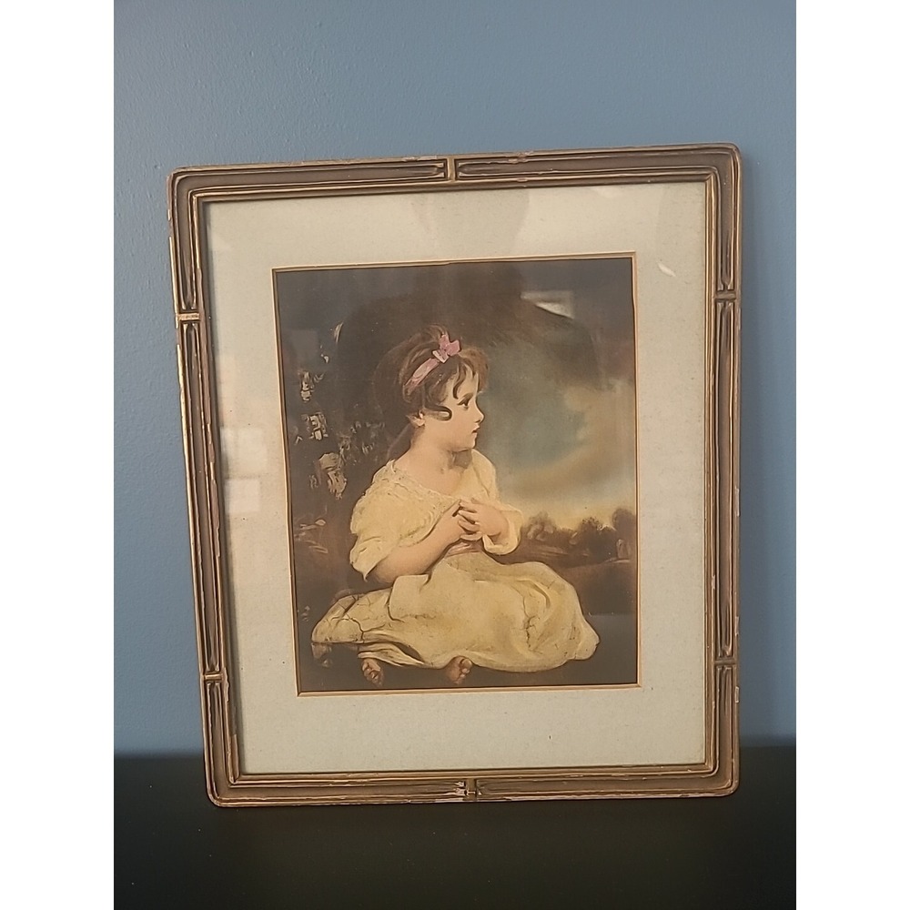 Vintage Framed Print Age of Innocence Antique Wall Decor Illustration Art Child